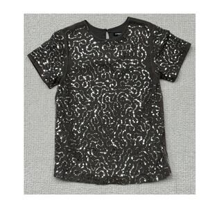 Express Women's Grey Sequined Short Sleeve Top Size S NWT #57465
